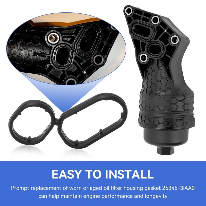 KEYDINHT 26345-3LAA0 Engine Oil Filter Housing Gasket Compatible with 2018-2020 Kia, Sedona 2019-2021, Cadenza 2017-2020 3.3L, Telluride 2020-2024 3.8L, Hyundai Genesis Palisade 3.8L Engine - Image 4